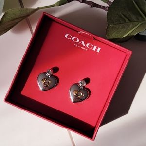 Coach Signature Heart Drop Earrings